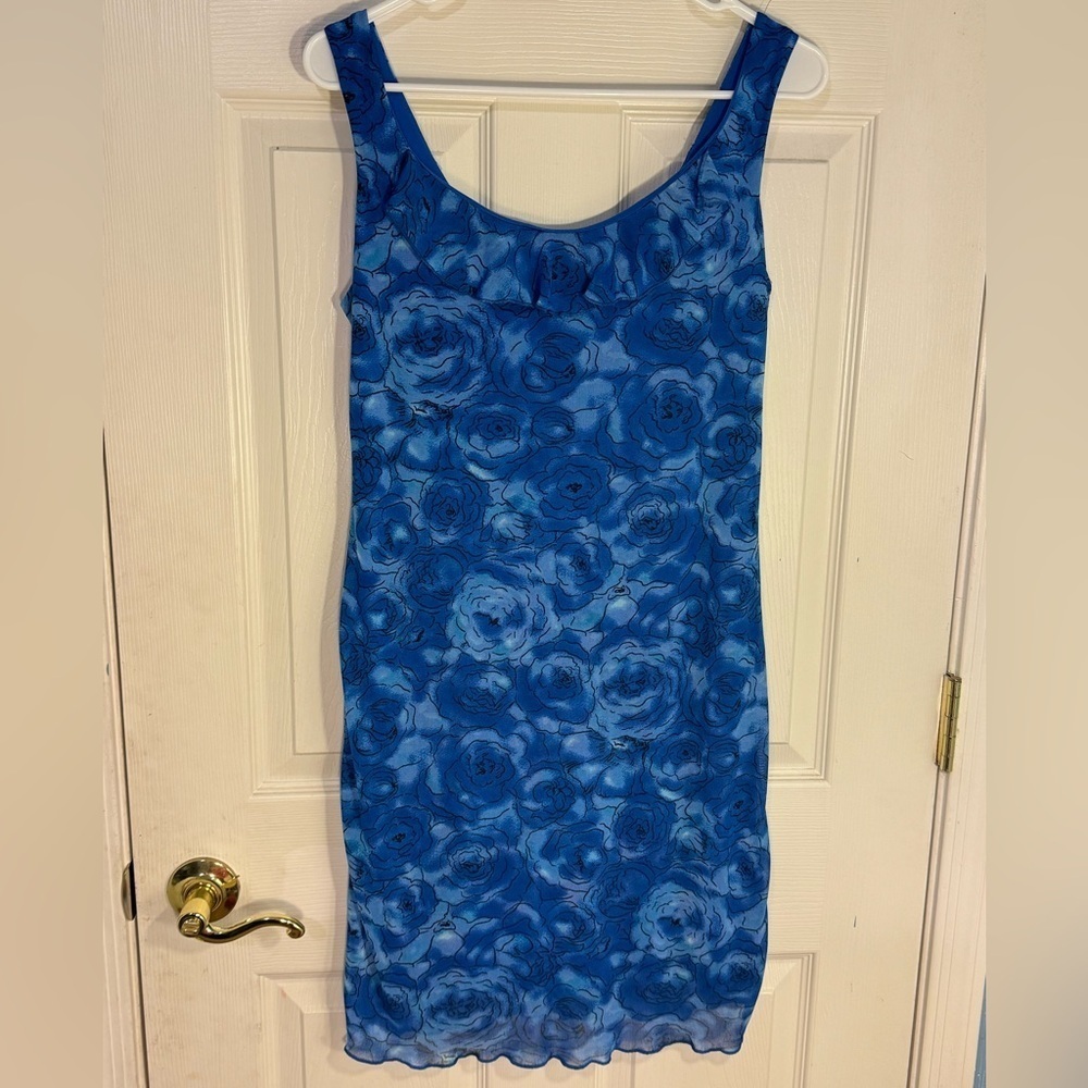 BELIEVE PETITE LADIES NAVY FULLY LINED DRESS‎